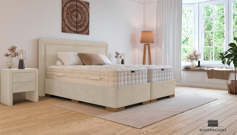 Luxus Boxspringbett Giulia in Adore Ecru   